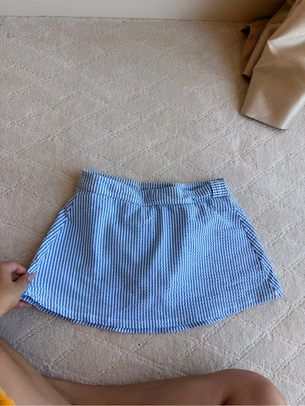 J Crew Blue and White Striped Mini Skirt